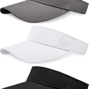 3 Pieces Sun Visor Hats for Women Men Adjustable Sports Athletic Visor Baseball Cap for Hiking Running Tennis Outdoor Black, White, Grey