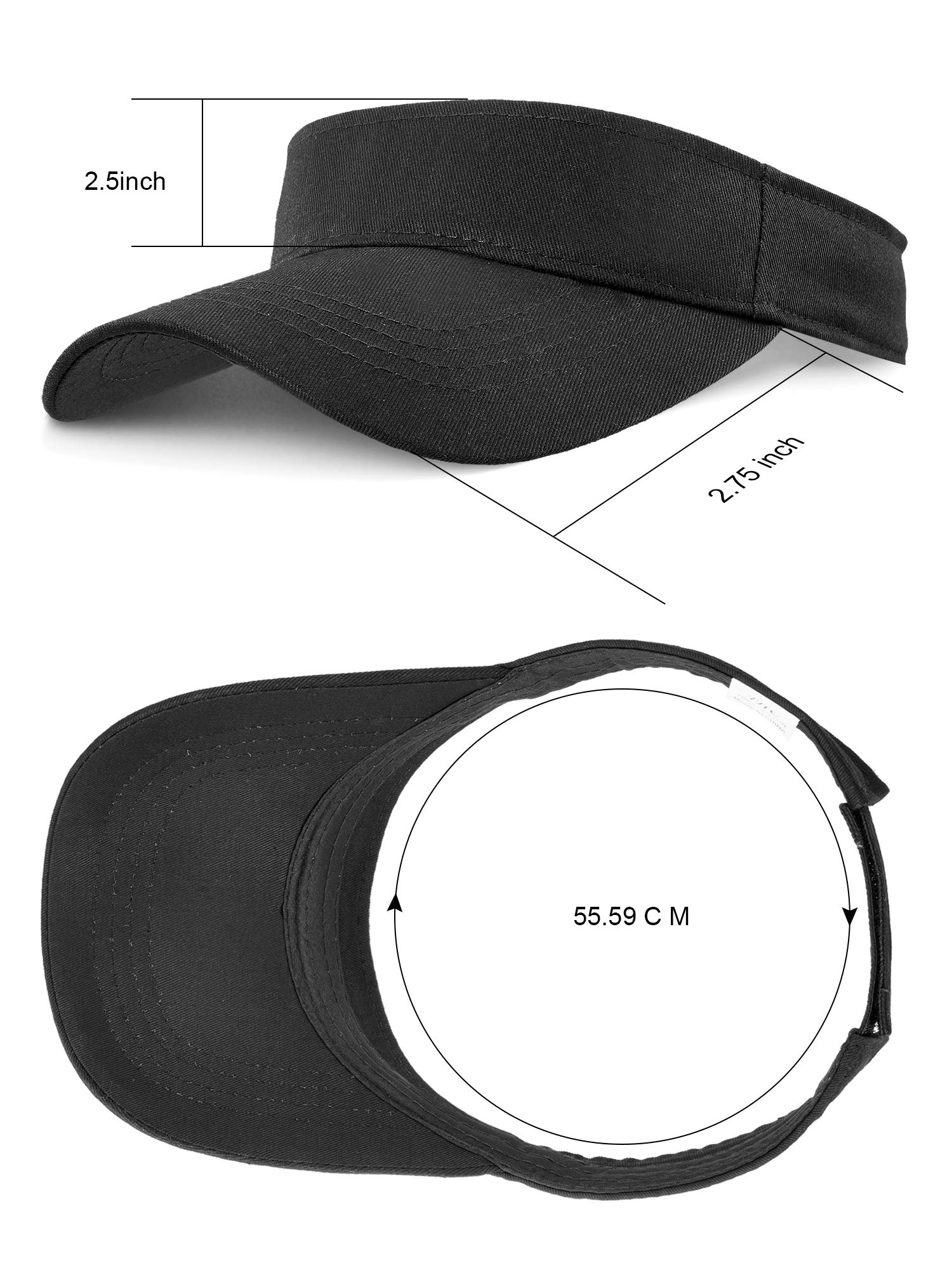 3 Pieces Sun Visor Hats for Women Men Adjustable Sports Athletic Visor Baseball Cap for Hiking Running Tennis Outdoor Black, White, Grey