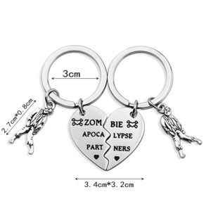 MYOSPARK Zom-bie Apocalypse Partners Broken Heart Keychain Set Walking Dead Gift For BFF Best Friends Partners (Zom-bie Apocalypse Partners Keychain Set)