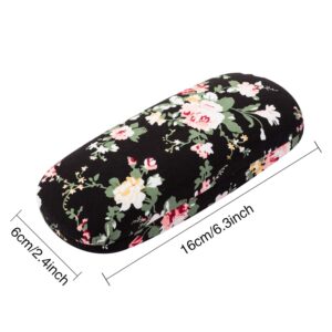 2 Pieces Hard Shell Eyeglass Case Flower Glasses Case for Women Floral Fabric Women Eyeglass Case Retro Hard Glass Case Portable Eyeglass Box for Women Girl Ladies Spectacles (Apricot, Black)