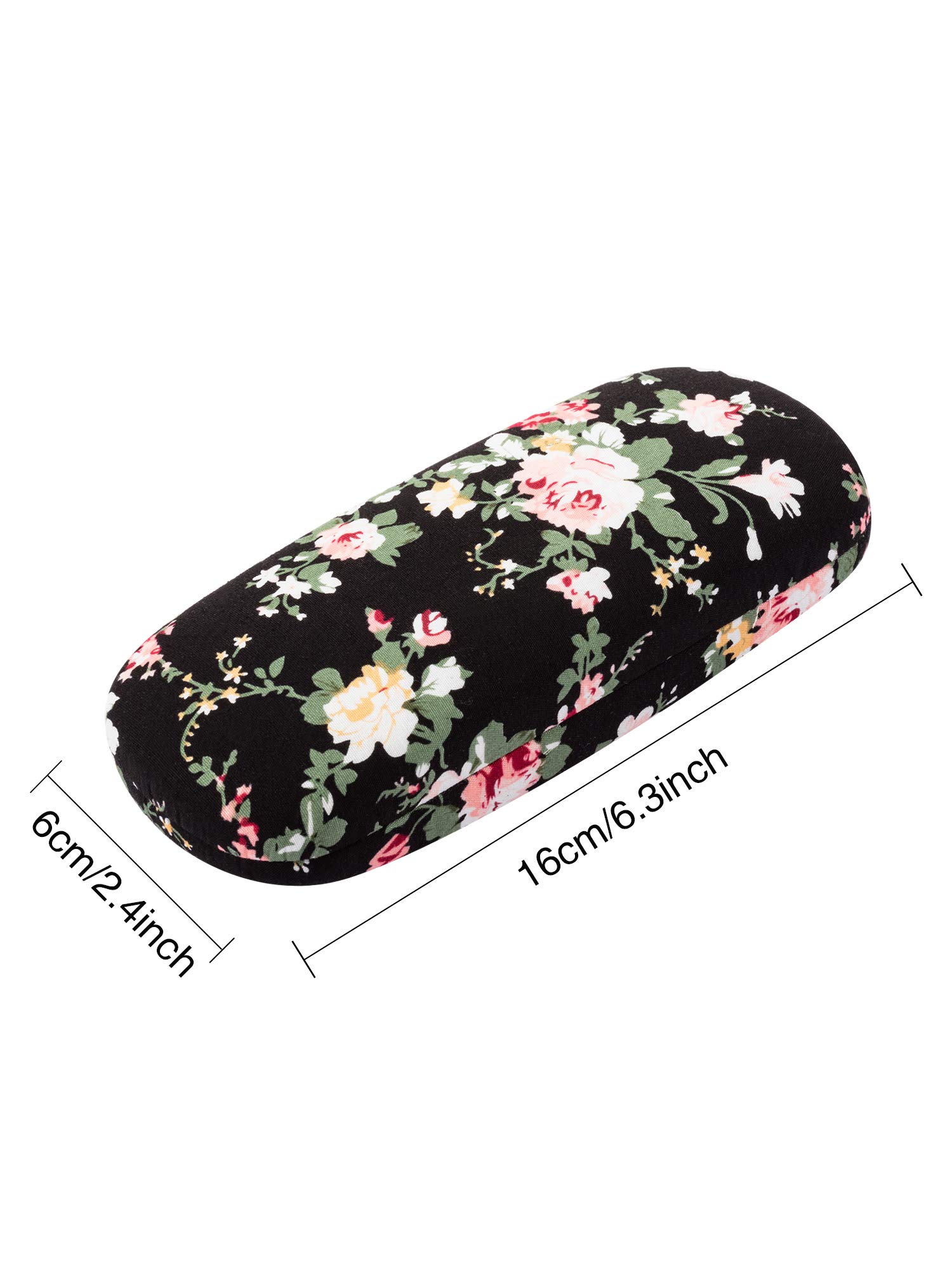 2 Pieces Hard Shell Eyeglass Case Flower Glasses Case for Women Floral Fabric Women Eyeglass Case Retro Hard Glass Case Portable Eyeglass Box for Women Girl Ladies Spectacles (Apricot, Black)