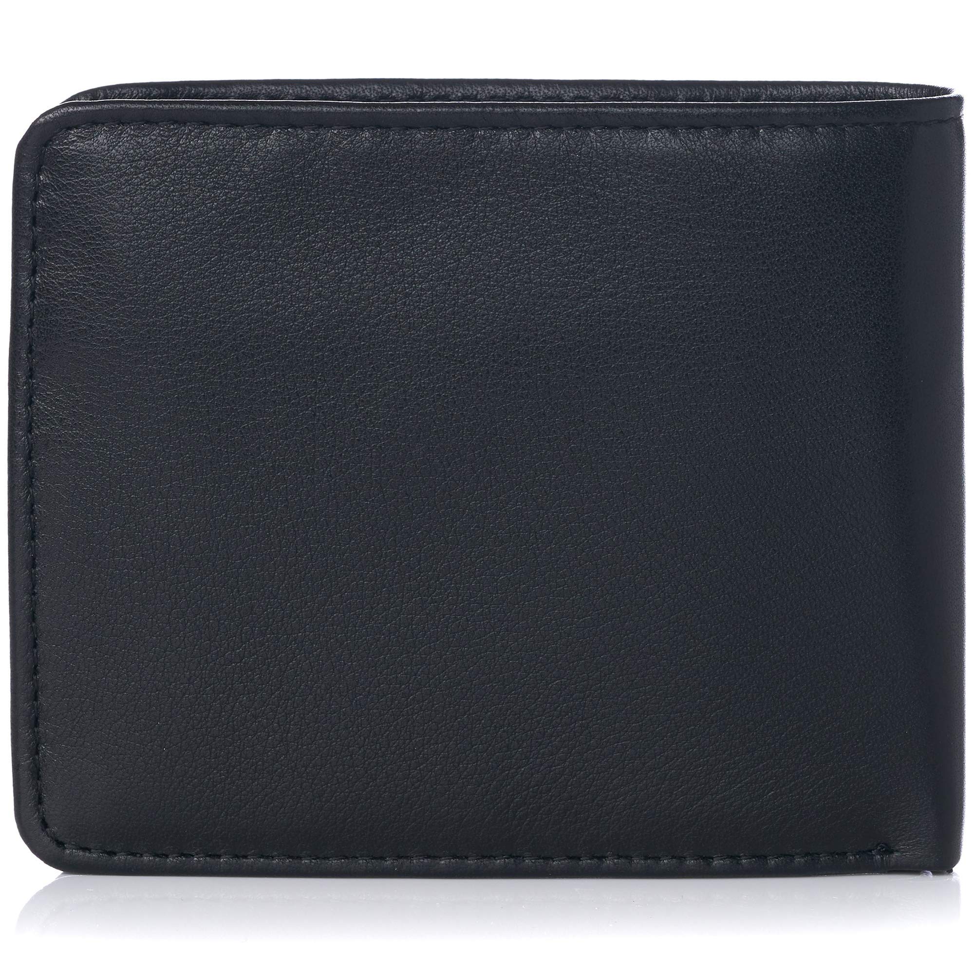 Alpine Swiss RFID Protected Men’s Max Coin Pocket Bifold Wallet with Divided Bill Section Soft Nappa Black