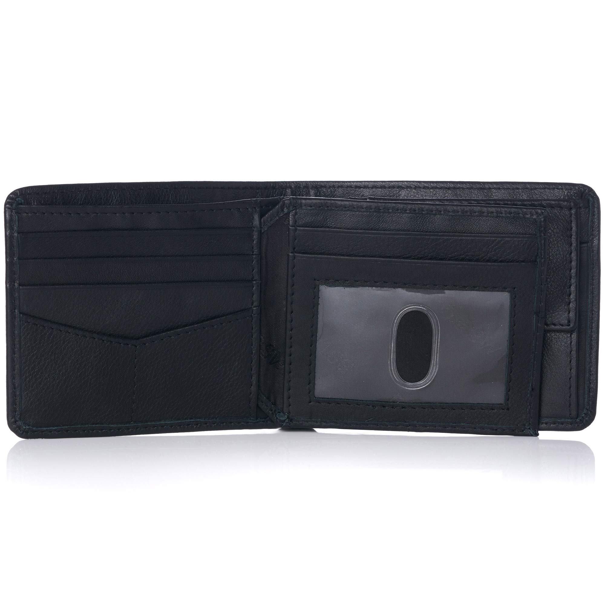 Alpine Swiss RFID Protected Men’s Max Coin Pocket Bifold Wallet with Divided Bill Section Soft Nappa Black