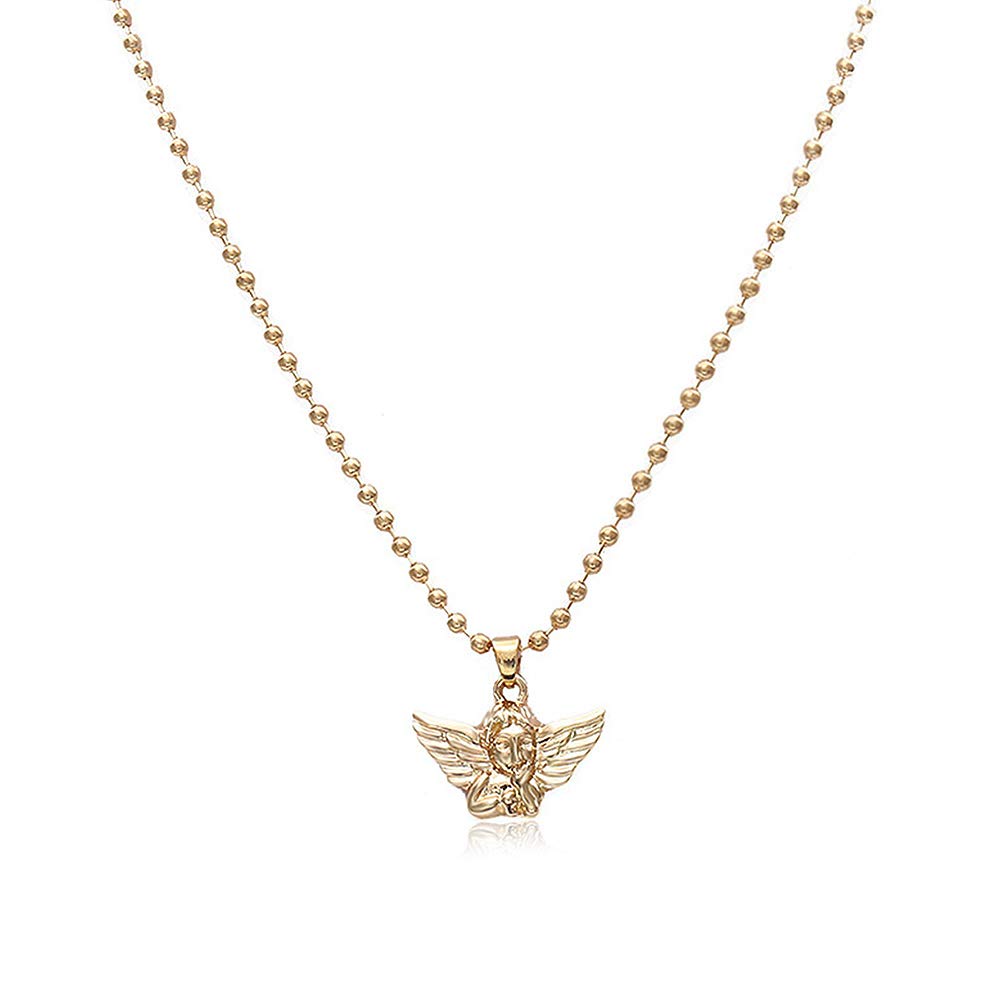 YOOESTORES82 Angel Necklace Cherub Necklace for Women,Angel Wings Pendant Necklace,Cupid Guardian Y2K Aesthetic Necklace (Gold)