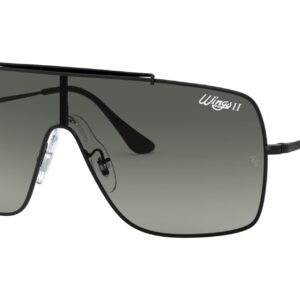 Ray-Ban RB3697 Wings II Square Sunglasses, Black/Grey Gradient Dark Grey, 35 mm