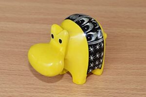 tembo africa handmade soapstone african hippo figurine sculpture 2 inches height x 3 inches long pineapple yellow handmade from africa