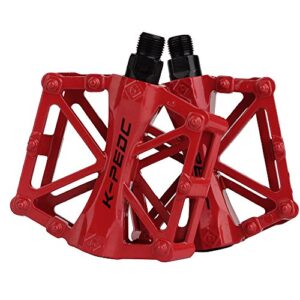 boruizhen Aluminium CNC Bike Platform Pedals Lightweight Road Cycling Bicycle Pedals for MTB BMX (Red)