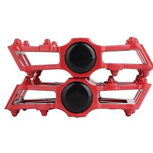 boruizhen Aluminium CNC Bike Platform Pedals Lightweight Road Cycling Bicycle Pedals for MTB BMX (Red)