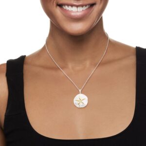 Ross-Simons 0.10 ct. t.w. Diamond Sand Dollar Necklace in Sterling Silver and 14kt Yellow Gold