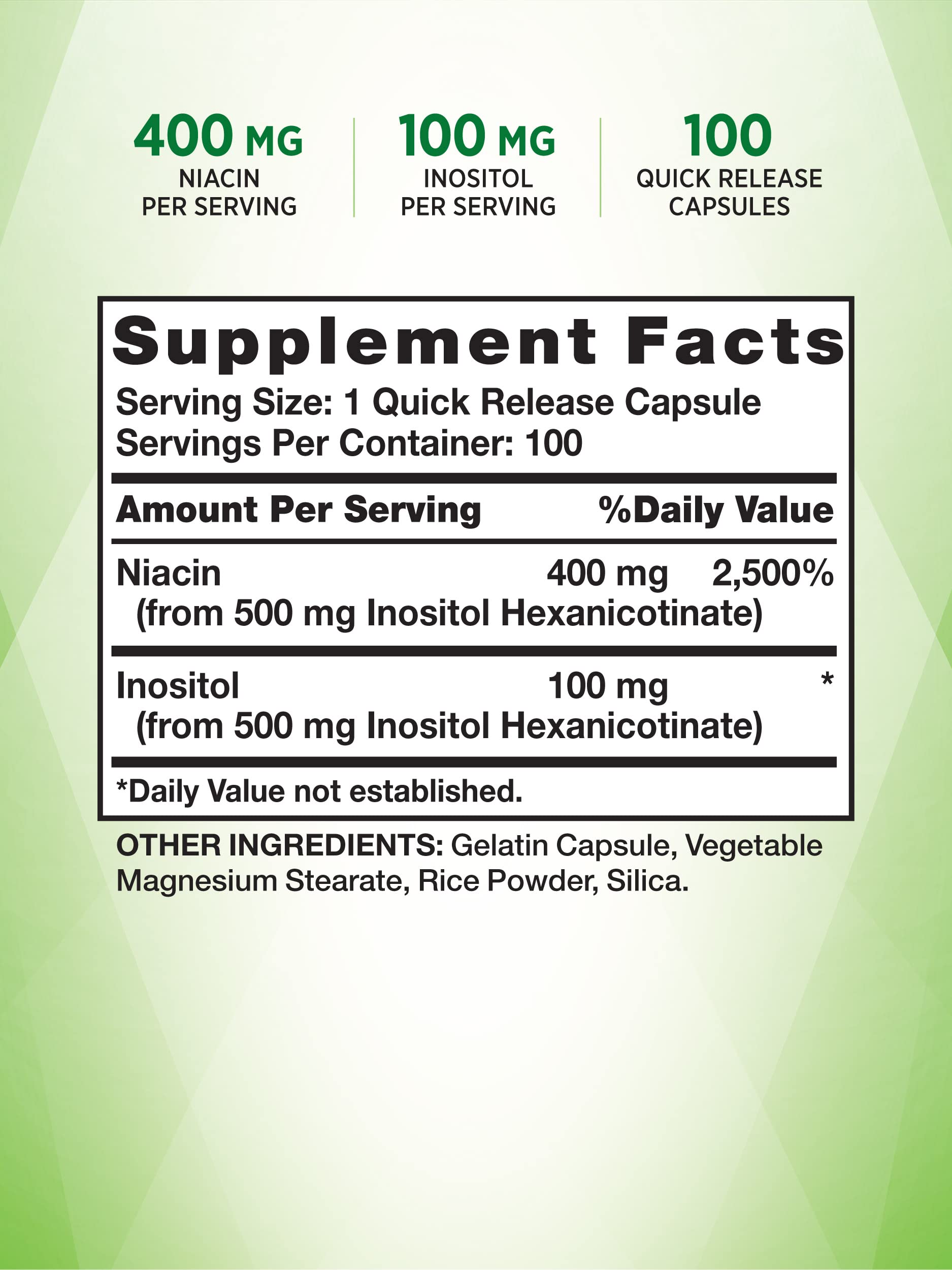 Nature's Truth Flush Free Niacin | 500mg | 100 Capsules | Non-GMO & Gluten Free Supplement