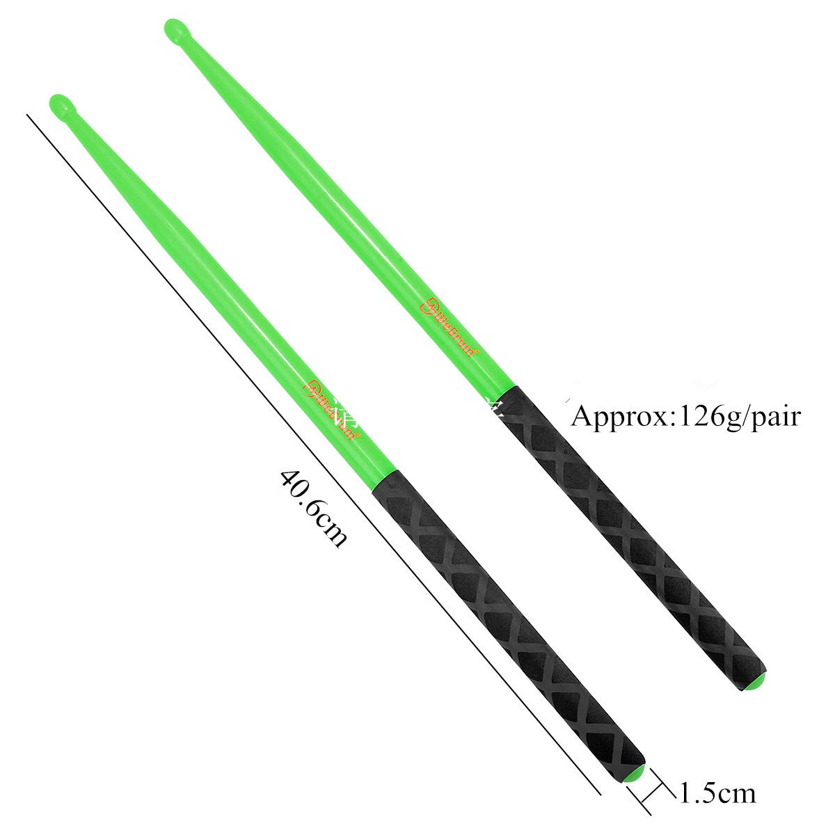 5A Nylon Drumsticks for Drum Set Light Durable Plastic Exercise ANTI-SLIP Handles Drum Sticks for Kids Adults Musical Instrument Percussion Accessories Green