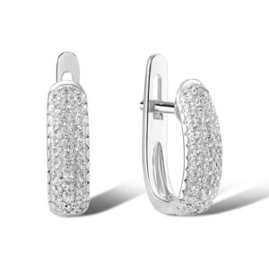 diamond hoop earrings for women - for her 0.16 carat 14k white gold hoop earrings with white diamond for women