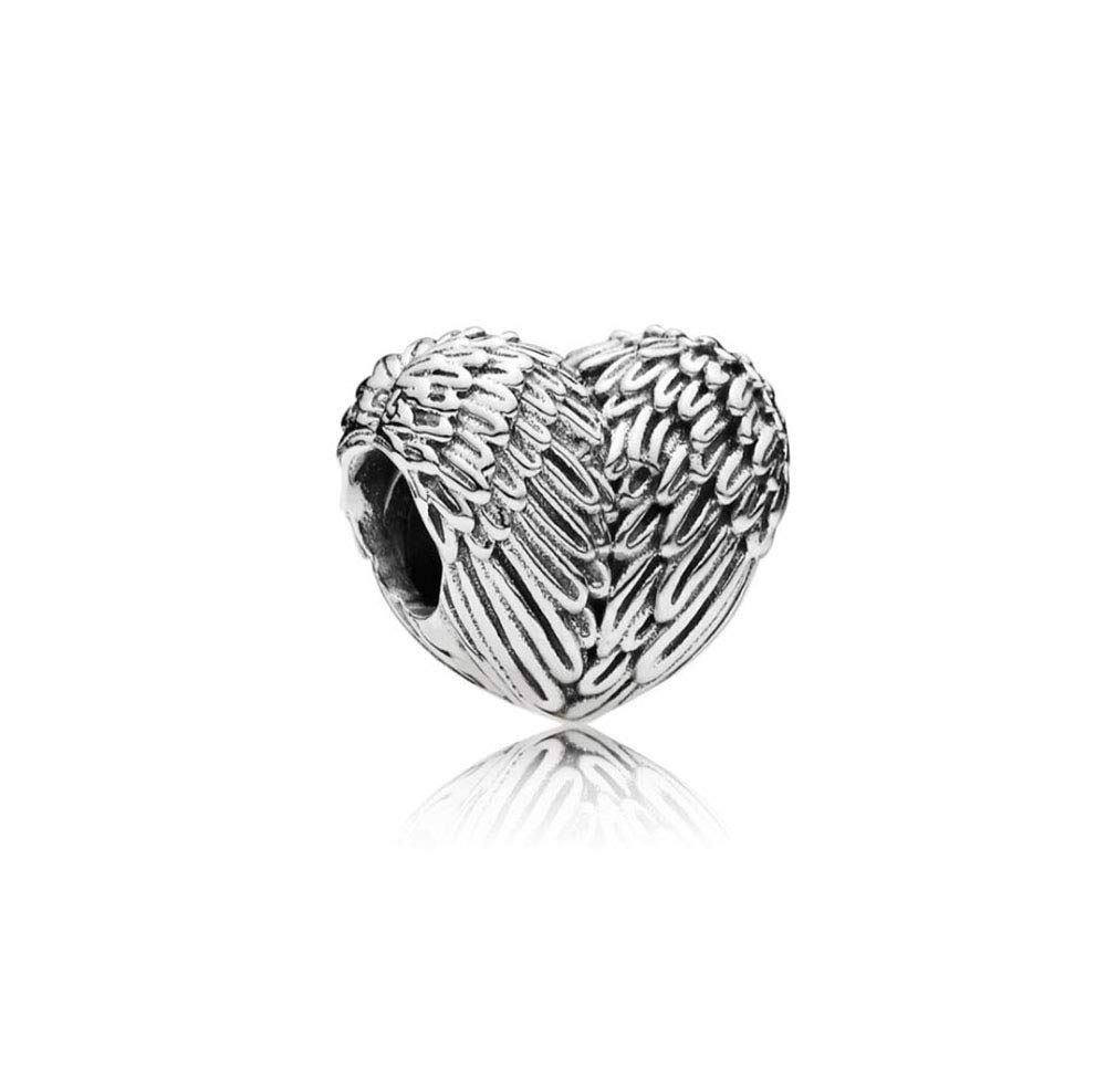 MiniJewelry Love Heart Angel Wing Bead Charm fits Pandora Moments Bracelets Women Jesus Birthday Christmas S925