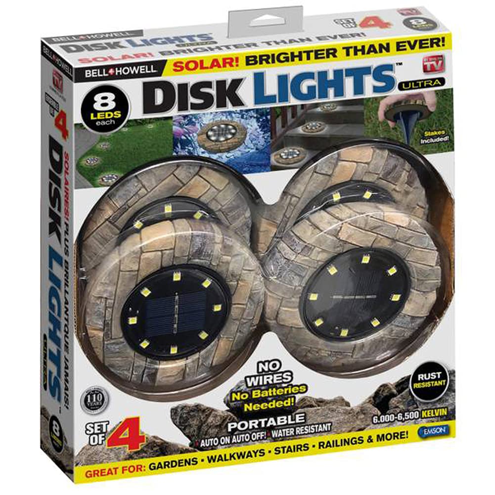 Bell+Howell Disk Lights Stone 8-Bulb Auto On/Off Outdoor Camouflaged LED Lighting As Seen On TV