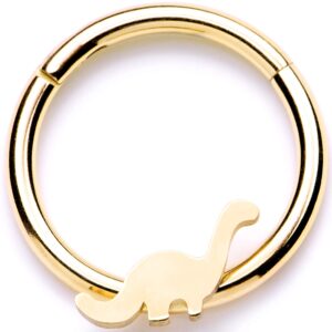 body candy 16g pvd steel hinged segment ring seamless cartilage nipple ring brontosaurus nose hoop 3/8"