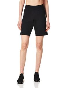 danskin women's essential side shirred bermuda short, black, large