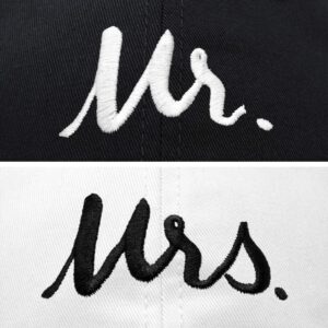 DALIX Mr and Mrs Baseball Cap Matching Couples Hat Set in Black White