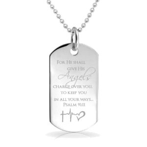 epic designs for he shall give his angels charge over you psalm 91:11 custom engraved pendant charm with necklace keychain jewelry or bags