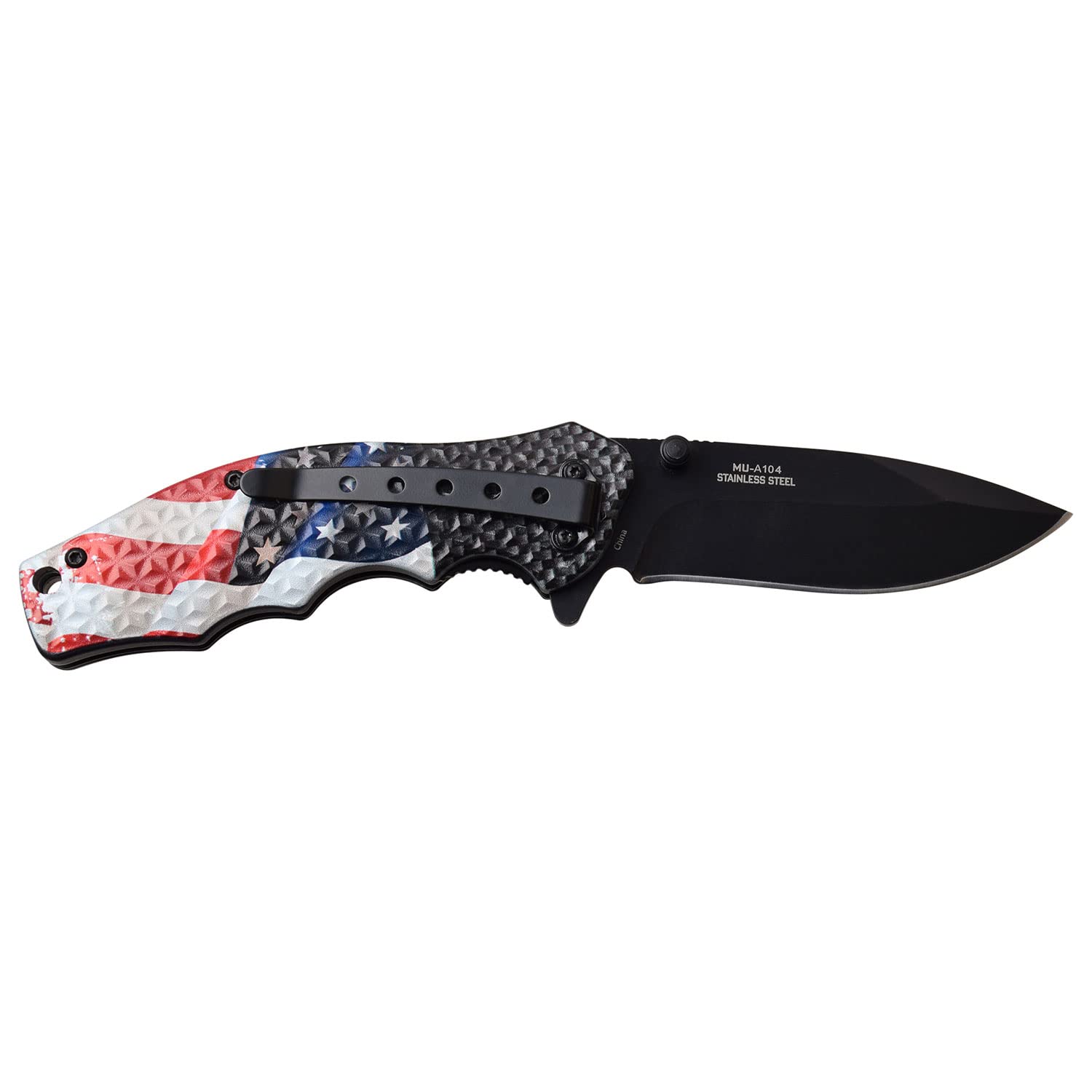 MASTER USA MU-A104AF Spring Assisted Knife, USA Flag, 7.75 inch