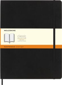 moleskine classic notebook, soft cover, xxl (8.5" x 11") ruled/lined, black, 192 pages