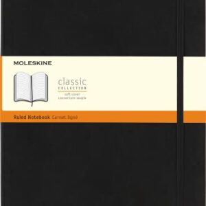 Moleskine Classic Notebook, Soft Cover, XXL (8.5" x 11") Ruled/Lined, Black, 192 Pages