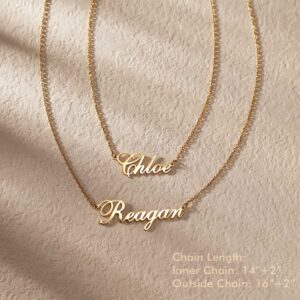 Custom Name Necklaces for Birthday Gifts-Personalized Necklace 18K Gold Name Plate Necklaces Christmas Jewelry Gift for Wife