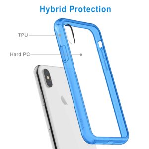 JETech Case for iPhone Xs and iPhone X 5.8-Inch, Shockproof Phone Bumper Cover, Anti-Scratch Clear Back (Blue)