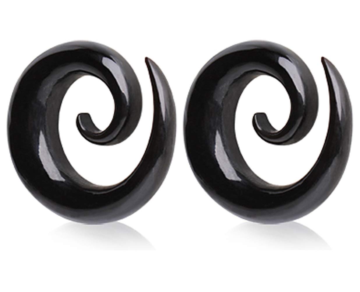 Pierced Owl Natural Organic Buffalo Horn Spiral Taper Plugs, Sold as a Pair (8mm (0GA))