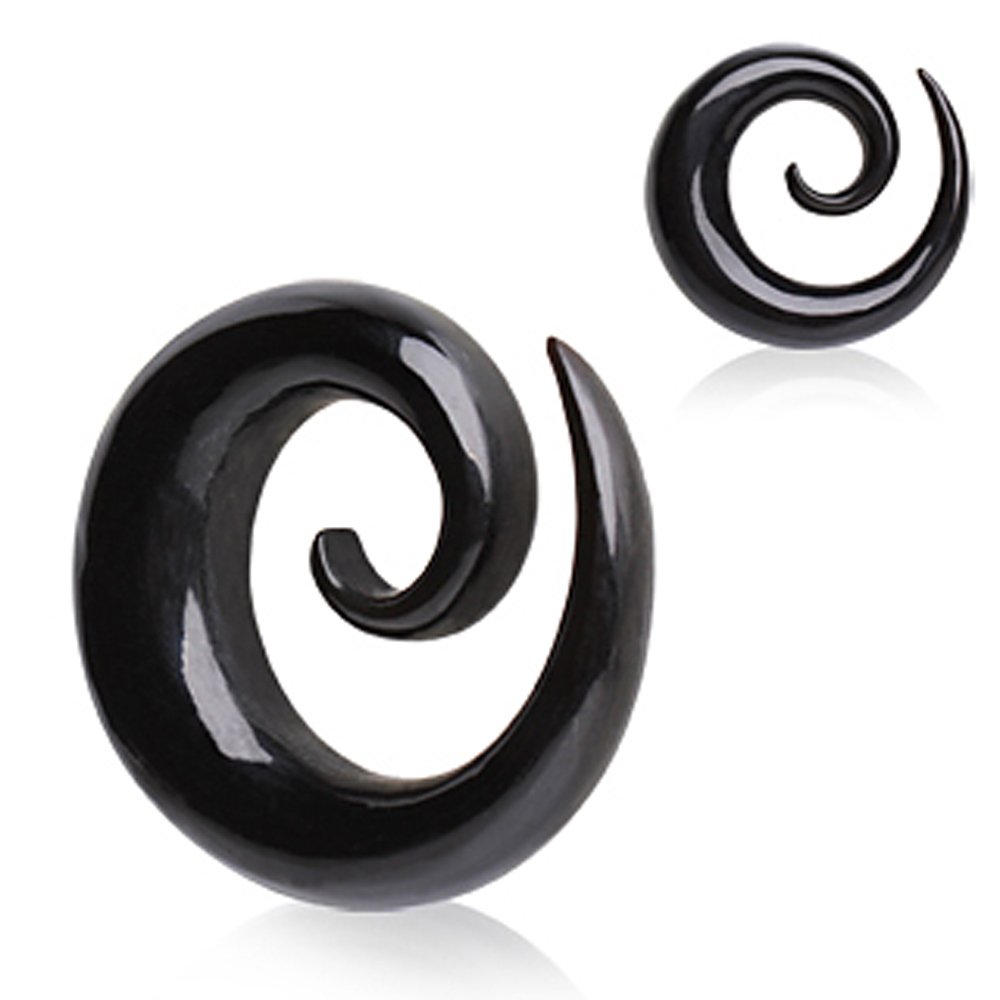 Pierced Owl Natural Organic Buffalo Horn Spiral Taper Plugs, Sold as a Pair (8mm (0GA))