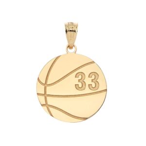 sports charms certified 14k yellow gold personalized basketball pendant with your name and number