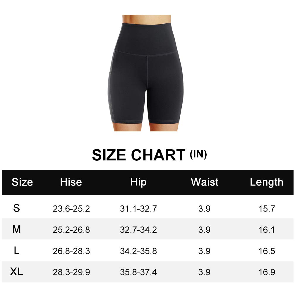 Tesuwel Women's Yoga Shorts with Pockets High Waisted Workout Shorts for Women Quick Dry Compression Running Athletic Shorts Womens Stretch Knee Length Sports Shorts for Gym Exercise Black M