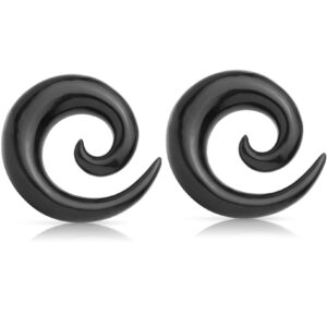 Pierced Owl Organic Water Buffalo Horn Spiral Taper Plug Earrings, Sold as Pair (10mm (00GA))