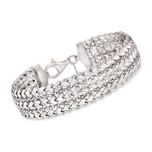 ross-simons italian sterling silver multi-row heart bracelet