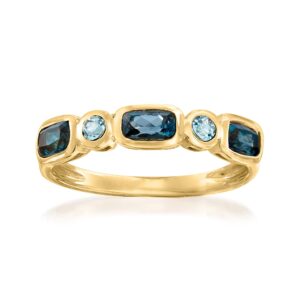 ross-simons 0.90 ct. t.w. london and sky blue topaz ring in 14kt yellow gold. size 9