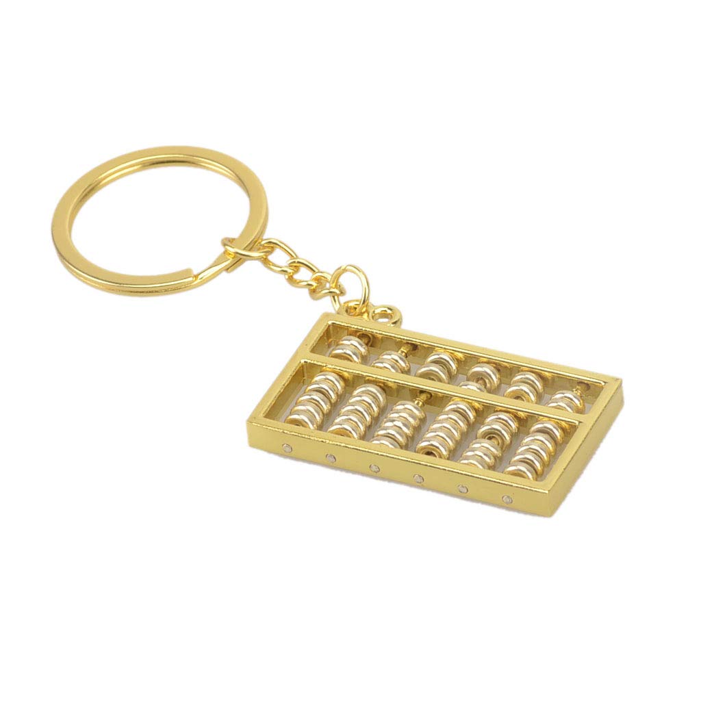 Mallofusa Alloy 6 Rolls Mini Abacus Keychain Key Ring Pendant Decoration Decor Ornament Trinket for Car Keys Handbag Fob Golden