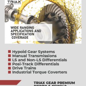 Triax Gear Premium LS 80W-90, GL-5 Limited Slip Ready, Manual Transmissions, Hypoid Gear Systems, Differentials, NATO Military Approved, Widest OEM Specification Range (1 Gallon)