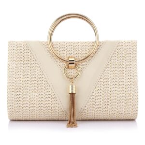 Women Straw Bag Crossbody Clutch Evening Clutch Purse Beach Shoulder Handbag