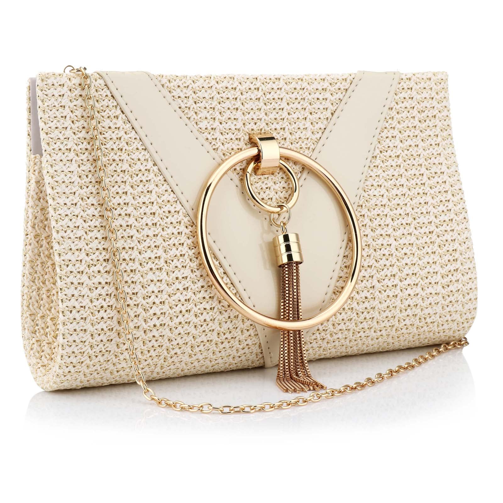 Women Straw Bag Crossbody Clutch Evening Clutch Purse Beach Shoulder Handbag