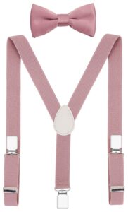 pzle men's bow tie and suspenders set adjustable elastic 47 inches blush pink