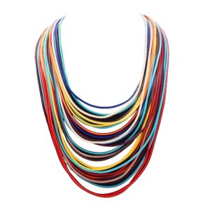 women multi layer chunky bib necklace magnetic clasp wax line choker statement jewelry