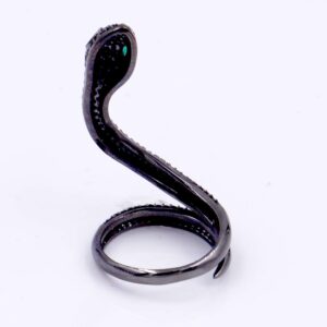 Lavencious Snake Design with AAA CZ Stones Adjustable Statement Rings Cocktail Rings for Women (Jet Black)