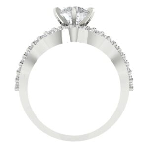 Clara Pucci 1.55ct Round Cut Halo Solitaire Stunning Moissanite Engagement Promise Anniversary Bridal Ring Band set 14k White Gold 10.5