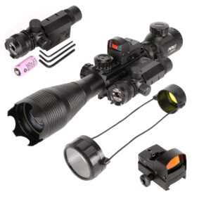 pinty rifle scope 4-16x50, illuminated optics, green laser, red-coating reflex mini sight