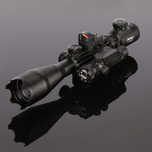 Pinty Rifle Scope 4-16x50, Illuminated Optics, Green Laser, Red-Coating Reflex Mini Sight