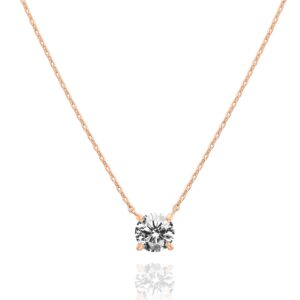 PAVOI 14K Gold Plated Crystal Solitaire 1.5 Carat (7.3mm) CZ Dainty Choker Necklace | Gold Necklaces for Women