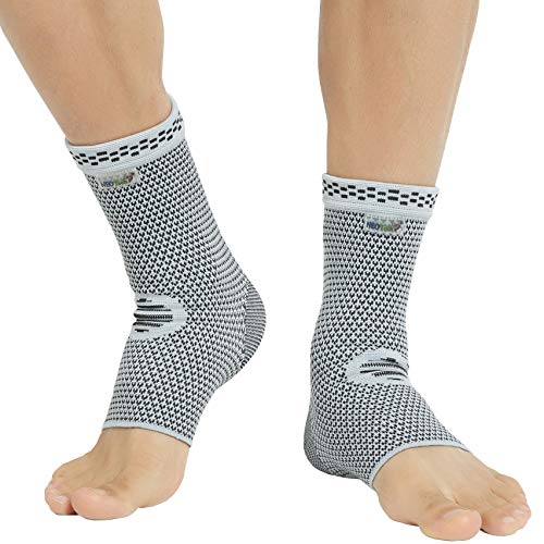 NeoTech Care Ankle Support Brace - Breathable - Men, Women, Right or Left - Gray (Size L, 1 Pair)