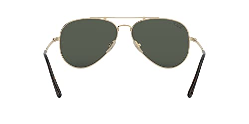 Ray-Ban RB8125M Titanium Aviator Sunglasses, Gold Demigloss/Polarized G-15 Green, 58 mm