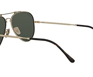 Ray-Ban RB8125M Titanium Aviator Sunglasses, Gold Demigloss/Polarized G-15 Green, 58 mm