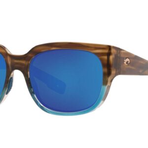 Costa Del Mar Womens Waterwoman Rectangular Sunglasses, Shiny Wahoo/Blue Mirrored Polarized-580G, 55 mm