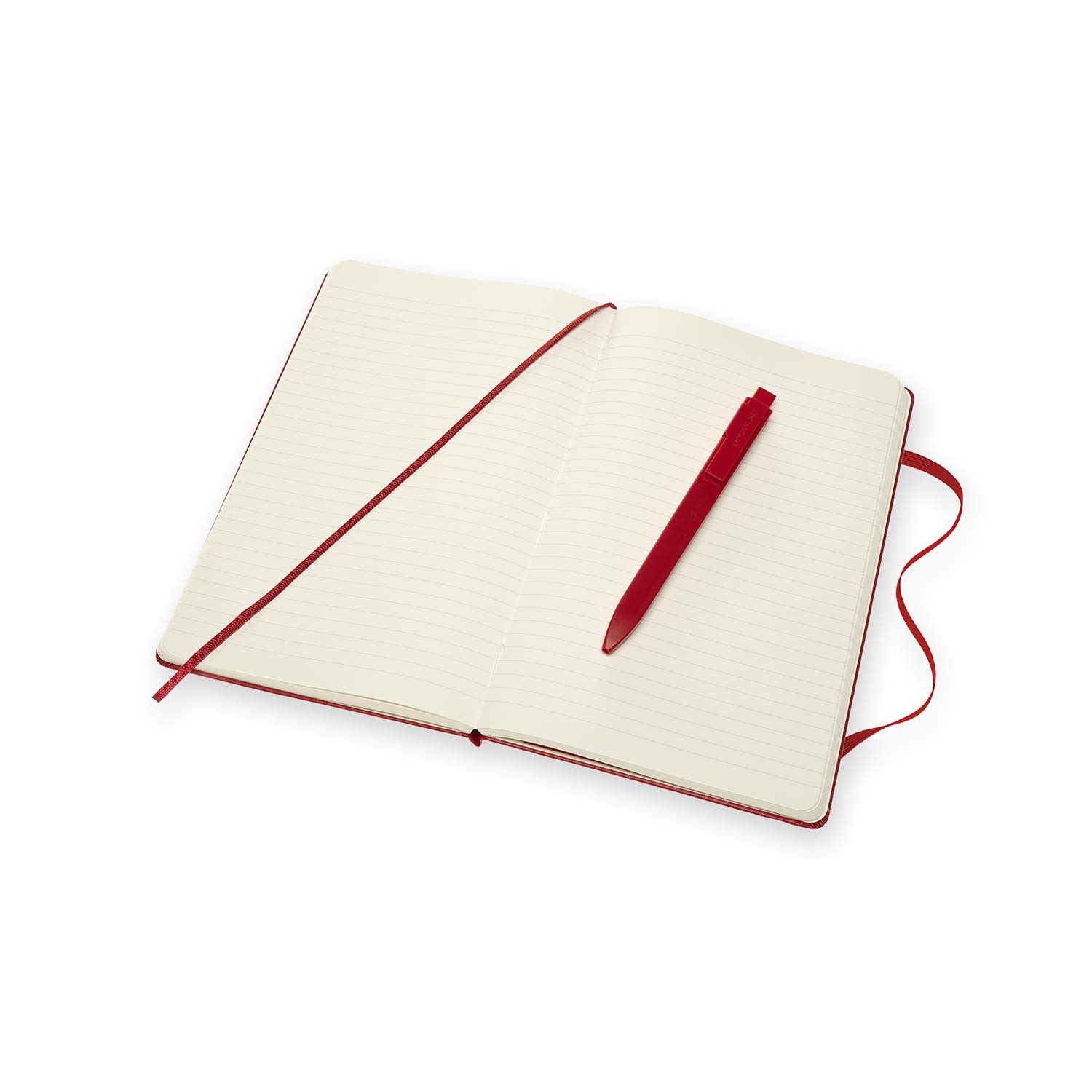 Moleskine Classic Hard Cover Ruled Notebook & Go Pen Bundle, Scarlet Red, Large (5" x 8.25") 240 Pages